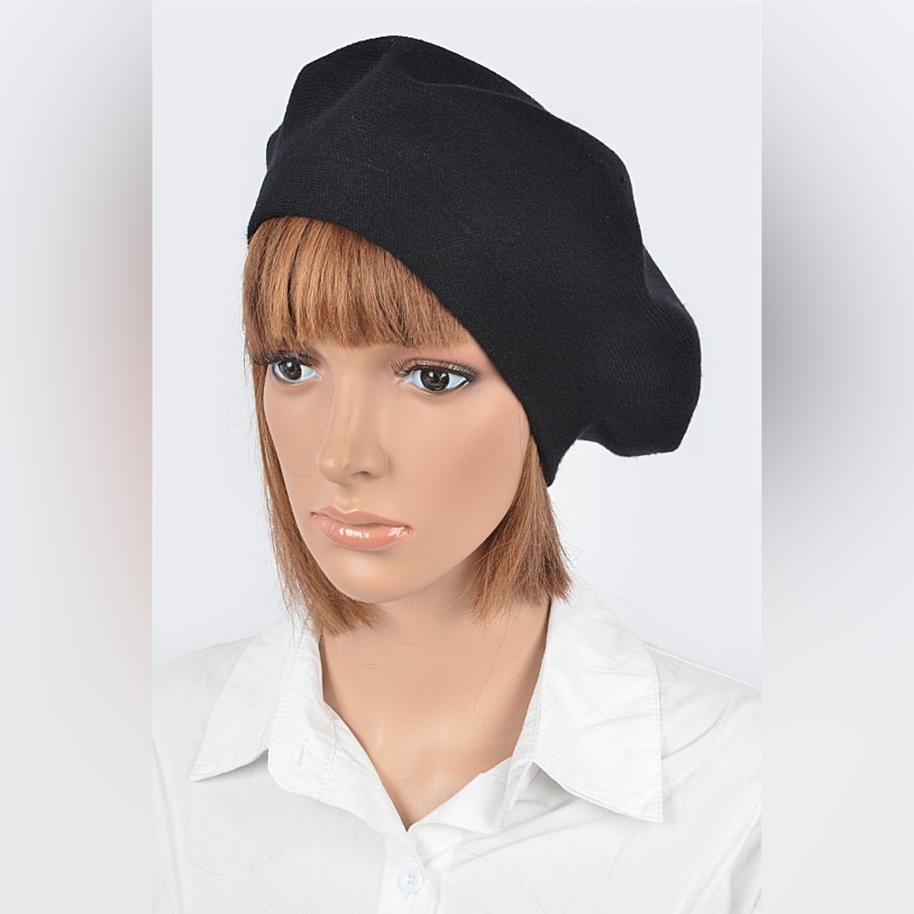 Classic Black Cashmere Beret